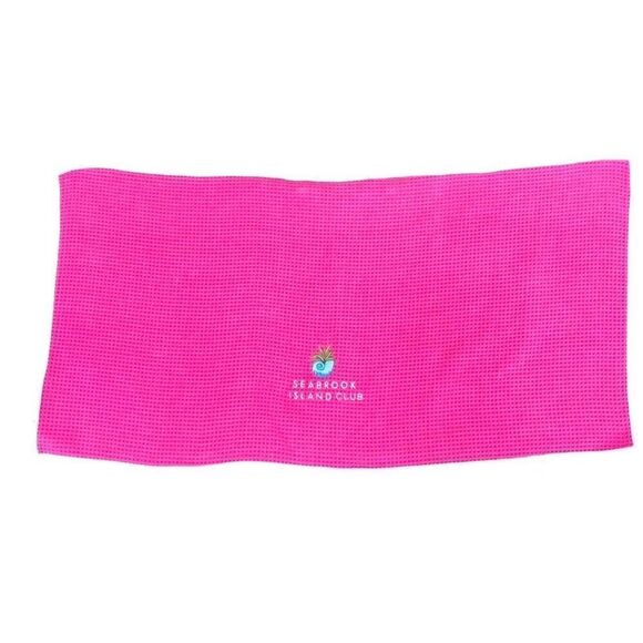 Devant NEW Golf Towel Pink Waffle White Trim Seabrook Island Club 15 x 31 Sport - Picture 1 of 7